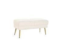 Banquette en metal coloris blanc et pieds dore- Longueur 106 x Profondeur 45 x Hauteur 50 cm --