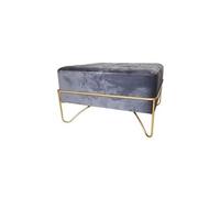 Banquette en metal et velours coloris gris - Longueur 80 x Profondeur 80 x Hauteur 47 cm --