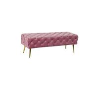 Banquette en metal et velours coloris rose et pieds dore - Longueur 120 x Profondeur 45 x Hauteur 40 cm --