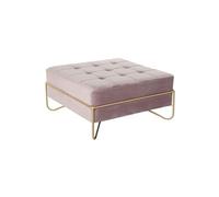 Banquette en metal et velours coloris rose et pieds dore - Longueur 80 x Profondeur 80 x Hauteur 42 cm --