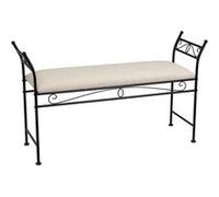 Banquette en tissu de lin coloris beige et métal coloris Noir - Longueur 115 x Profondeur 34 x Hauteur 67 cm- JUANIO - Beige G