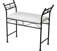 Banquette en tissu de lin coloris blanc et métal coloris noir -Longueur 74 x Profondeur 30 x Hauteur 67 cm- JUANIO - Blanc G