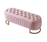 Banquette en velours rose, bout de lit avec coffre de rangement, banc pour chambre et salon,120x40x43 cm