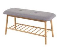Banquette étagère à chaussures MENDLER HWC-D90 bambou 44x90x34cm Gris G