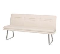 Banquette HWC-H70, banquette de salle à manger, banquette rembourrée, dossier en tissu/textile, acier inoxydable brossé beige crème, 180 cm