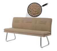Banquette HWC-H70, banquette de salle à manger banquette rembourrée, dossier tissu/textile bouclé inox brossé 180cm ~ coffee-braun