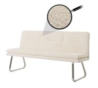Banquette HWC-H70, banquette de salle à manger banquette rembourrée, dossier tissu/textile bouclé inox brossé 180cm crème