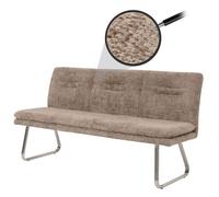 Banquette HWC-H70, banquette de salle à manger banquette rembourrée, dossier tissu/textile chenille inox brossé 180cm brun