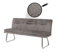 Banquette HWC-H70, banquette de salle à manger banquette rembourrée, dossier tissu/textile chenille inox brossé 180cm gris foncé