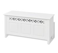 Banquette pouf tabouret meuble banc de rangement style baroque blanc - Helloshop26 - 96 cm - Intérieur - Salon