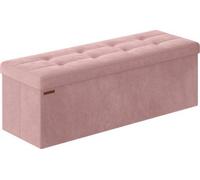 Banquette rabattable, 38 x 110 x 38 cm, rose pastel, pour le salon, la chambre à coucher ou l'entrée, capacité de charge jusqu'à 300 kg