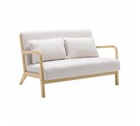 Banquette scandinave 2 places bois d'hévéa et bouclette LORENS