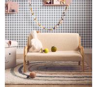 Banquette Scandinave Enfant En Bois Et Tissu Bouclette 2 Places Beige TU