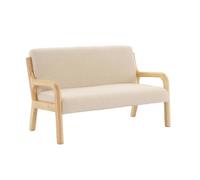 Banquette scandinave enfant en bois et tissu bouclette beige 2 places