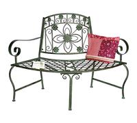 Banquette semi-circulaire métal résistant aux intempéries vert 130 cm banc d'...