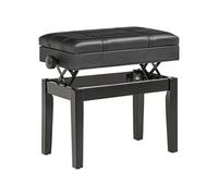 Banquette tabouret siège pour piano coffre intégré hauteur réglable bois hévéa assise revêtement synthétique noir