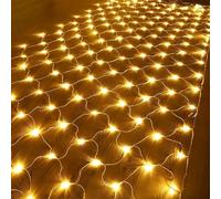 BANTASE Filet Lumineux D'extérieur 6x4M, Étanche, À Énergie Solaire, en Maille, for Arbres, Buissons, Gazébo, Pelouse, 8 Modes D'éclairage De Décoration d'halloween(Warmweiß,2m x 2m 144led)