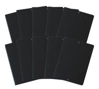 BANTEX 400087824 Lot de 10 chemises à rabat avec élastique A4 pour bureau ou école Classeur léger avec 2 élastiques Noir