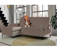 Banzaii Housse de canapé d’Angle imperméable, Anti-Taches, matelassée, réversible avec Poches Porte-Objets (Corde, 3 Places - Méridienne Droite/Gauche)