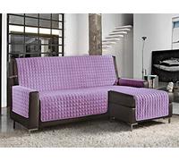 Banzaii Housse de Canapé d’Angle Réversible Matelassée avec Méridien Gauche - Protège Canapé Anti-Taches en Forme de L 2 Places 190 cm, Lilas
