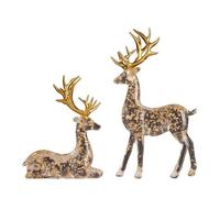Baoblaze 2 Pièces Figurine Figurine Renne Décorative Scintillant Sculpture Renne en Bureau