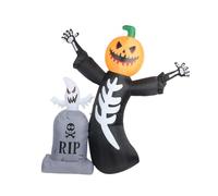 Baoblaze 2 Pièces Figurine Gonflable de Festival Décoration Gonflable Squelette Citrouille Tombeau Polyester Autoportante Installation Rapide Adaptée aux Pelouses Porches Entrées Fêtes d'Halloween