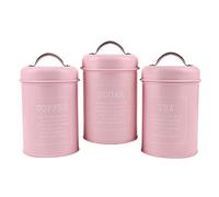 Baoblaze 3 Boîtes de Stockage en Fer Rose, Élégantes et Pratiques, Ensemble de Conteneurs de Stockage pour Thé, Café et Sucre, Taille 10x17cm