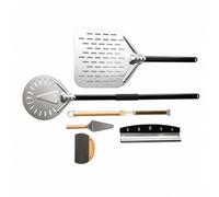 Baoblaze 6 Pièces Ustensiles de Pâtisserie de Cuisine Pelle à Pizza Spatule Coupe Racloir Brosse Aluminium Bois Conçus pour Glisser Tourner et Nettoyer Adaptés à la Cuisson à Domicile et en Extérieur