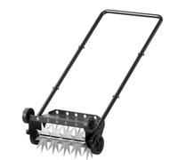 Baoblaze Aérateur de Pelouse Manuel Aérateur Rouleau Scarificateur Trous Cylindre Rotatif Dents Métalliques Poignée Confort Roues pour Décompacter la Terre et