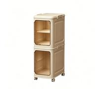 Baoblaze Armoire de Rangement Pliable Armoire Placard Meuble Chariot Colonne Étroite Multi-Usage Matériau PP Solide Transparentes Contre l'Humidité roulettes, Crème