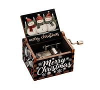 Baoblaze Boîte à Musique Boîte à Mélodie Manuelle Bois Décoration Noël Ornement Table Gravure Artisanale Fonction Mécanique Adaptée pour Enfants Adultes Annive, Style B