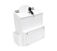 Baoblaze Boîte à suggestions murale avec serrure, boîte à dons avec pour 2 clés, pour la maison, Blanc