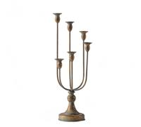 Baoblaze Bougeoir Candelabre Métal Fer Porte-Bougie Centre de Table Style Européen Finition Vieillie à 6 Bras Structure Étagée Compacte Adapté aux Dîners