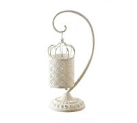 Baoblaze Bougeoir Décoratif Lanterne en Métal Style Vintage avec Support à Crochet et Socle Équilibré Corps Cylindrique Ajourné Éclairage d'Ambiance Adapté à, Blanc