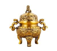 Baoblaze Brûleur D'encens Antique Brûle-Parfum Classique, Encensoir Cvercle, Stable, Brûleur D'encens Cvercle en Métal, pr Salon, Jaune, 24.5CM