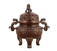 Baoblaze Brûleur D'encens Antique Brûle-Parfum Classique, Encensoir Cvercle, Stable, Brûleur D'encens Cvercle en Métal, pr Salon, Brun, 24.5CM