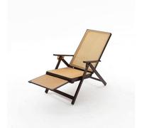 Baoblaze Chaise Longue Pliante Inclinable Fauteuil Relax Siège de Détente Transat Chaise Pliante Cadre Solide en Bambou Surface Tressée Respirante Pliage, Chaise Longue en Rotin - Version Allongée