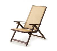 Baoblaze Chaise Longue Pliante Inclinable Fauteuil Relax Siège de Détente Transat Chaise Pliante Cadre Solide en Bambou Surface Tressée Respirante Pliage, Chaise Longue en Rotin
