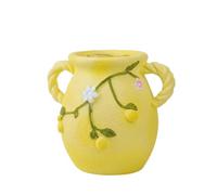 Baoblaze Conteneur Décoratif Pot Urne Jardin Bac Plante Vase Résine avec Sculptées et Motifs Végétaux en Relief Texture Rustique Convient au Jardin Terrasse, Petit, Citron À Double Anse