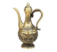 Baoblaze Cruche en Laiton Pichet Carafe Pot Vin Pièce Décorative avec Couvercle à Pointe Bou Finition Métallique Élégante Adaptée à Entrée Thé Vitrine Hauteur17cm Largeur11cm Poids490g