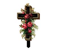 Baoblaze Décoration pour cimetière Décorations de cimetière pour tombe Croix romantique Croix acrylique Marqueur funéraire pour jardin Extérieur Extérieur
