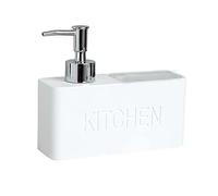 Baoblaze Distributeur de Savon Liquide avec Support pour Évier Organisateur Pompe à Savon Porte-éponge Accessoire Résine Solution Pratique pour, Blanc