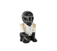 Baoblaze Figurine Sport Chien Casque Uniforme Ballon Résine Brillante Statue de Table avec Posture Assise et Ballon Miniature Adaptée au Meuble TV Salon Étagère d'enfant