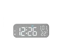 Baoblaze Horloge de Bureau Électronique Réveil Numérique Affichage LED Température Indicateur Jour Bord Lumineux Moderne en Plastique Convient à Table de Nuit Bureau Décoration, Gris, Tissu