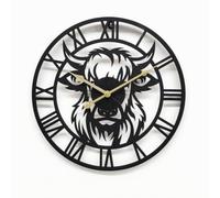 Baoblaze Horloge Murale Horloge Horloge Analogique Pendule Horloge à Aiguille Métal Silencieuse sans Cadre Ajouré en Fer Forgé Profil 3.5cm Lectures Rapides à, 40x40x3.5cm, 40 Tête De Taureau 022