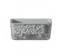 Baoblaze Jardinière Transparente Pot Rectangulaire Planteur Bac Auto-arrosant Système Capillaire Réserve d'eau Facile Fonction Ventilée Convient à Fenêtres, Gris Sidéral, 1 Pack