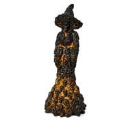 Baoblaze Lampe Décorative USB Sorcière Figurine Résine Sculpture Illuminée Création Ajourée Corps Long Atmosphère Envoûtante Format Compact 22cm Convient aux Fêtes d'halloween Tables Bureaux, Noir