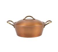Baoblaze Marmite en Cuivre Marmite Casserole Cocotte Faitout avec Couvercle et Poignées Solides pour Mijoter Bouillons Cuisson Lente Repas Partagés Table Familiale, Grand 3L, Modèle Étamé Et Bruni