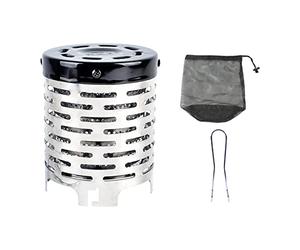 Baoblaze Mini Chauffage Accessoire Chauffage Poêle Chauffage Portable Chauffage Extérieur Acier Inoxydable Économie D'Espace Utilisation Facile Convient pour P, Noir