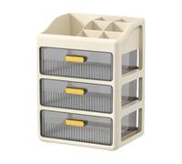 Baoblaze Organisateur de Bureau Boîte de Rangement de Bureau Maquillage avec Tiroirs Compartiments Spacieux Empilables En Pp pour Organisation Adaptée Au, Brun Crémeux à 3 étages